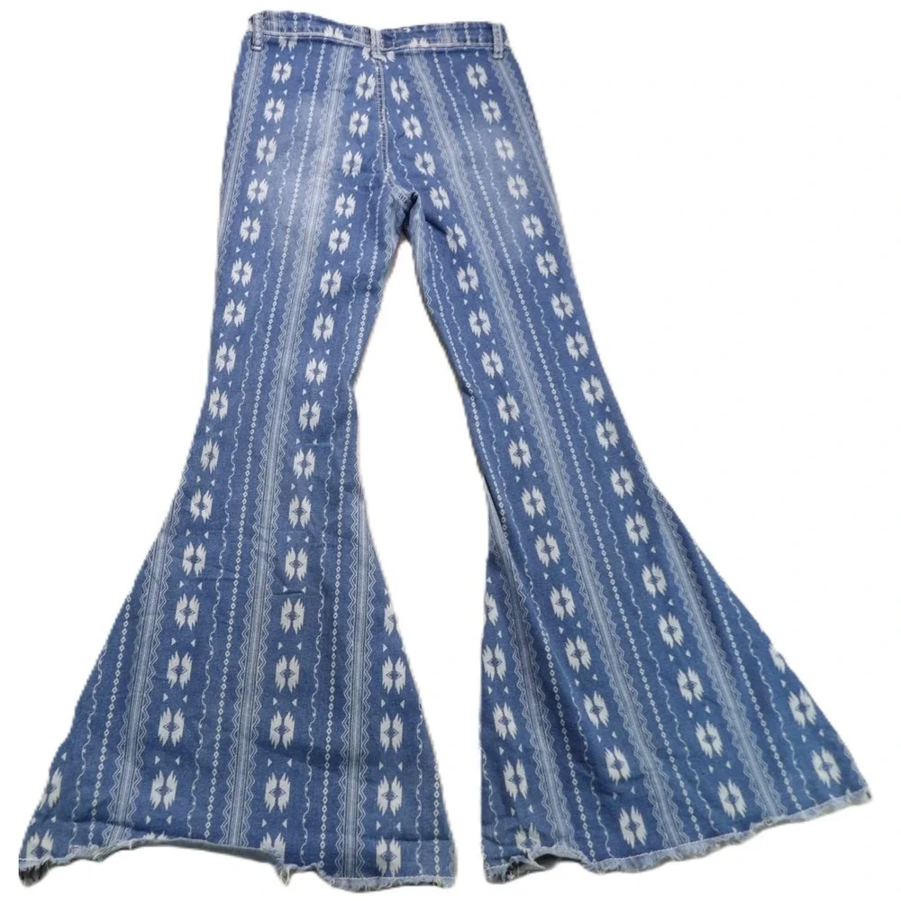 Cowgirl Hardware Aztec Flare Jeans Womens W27 Blue Bell Bottom Western Rodeo Y2K